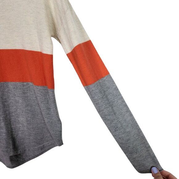 SMARTWOOL Sweater Womens Small Gray Orange Cream Shadow Pine Crew Sweater‎ Cabin - Picture 3 of 9